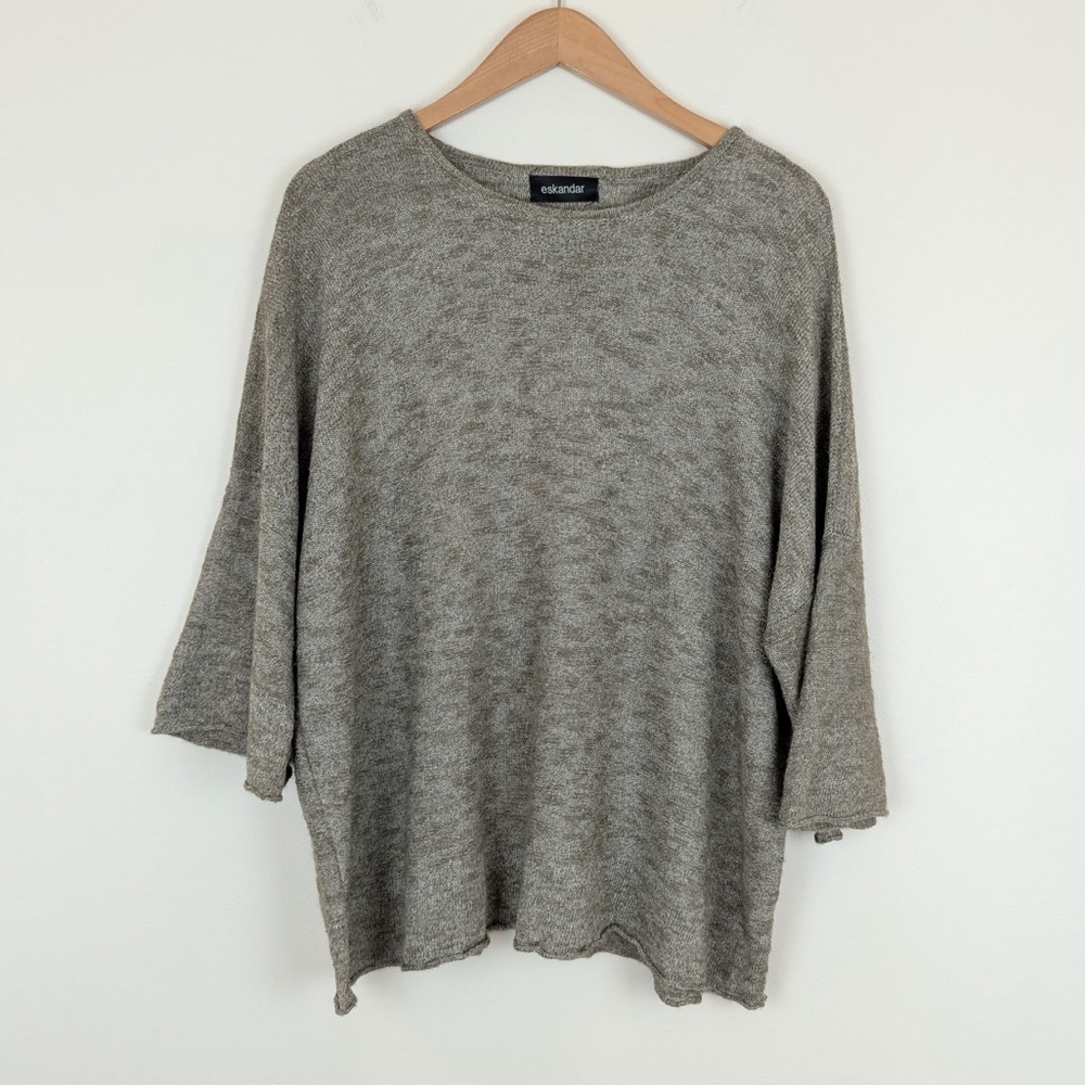 Eskandar Knit Linen Blend Hand Loomed Tunic Top